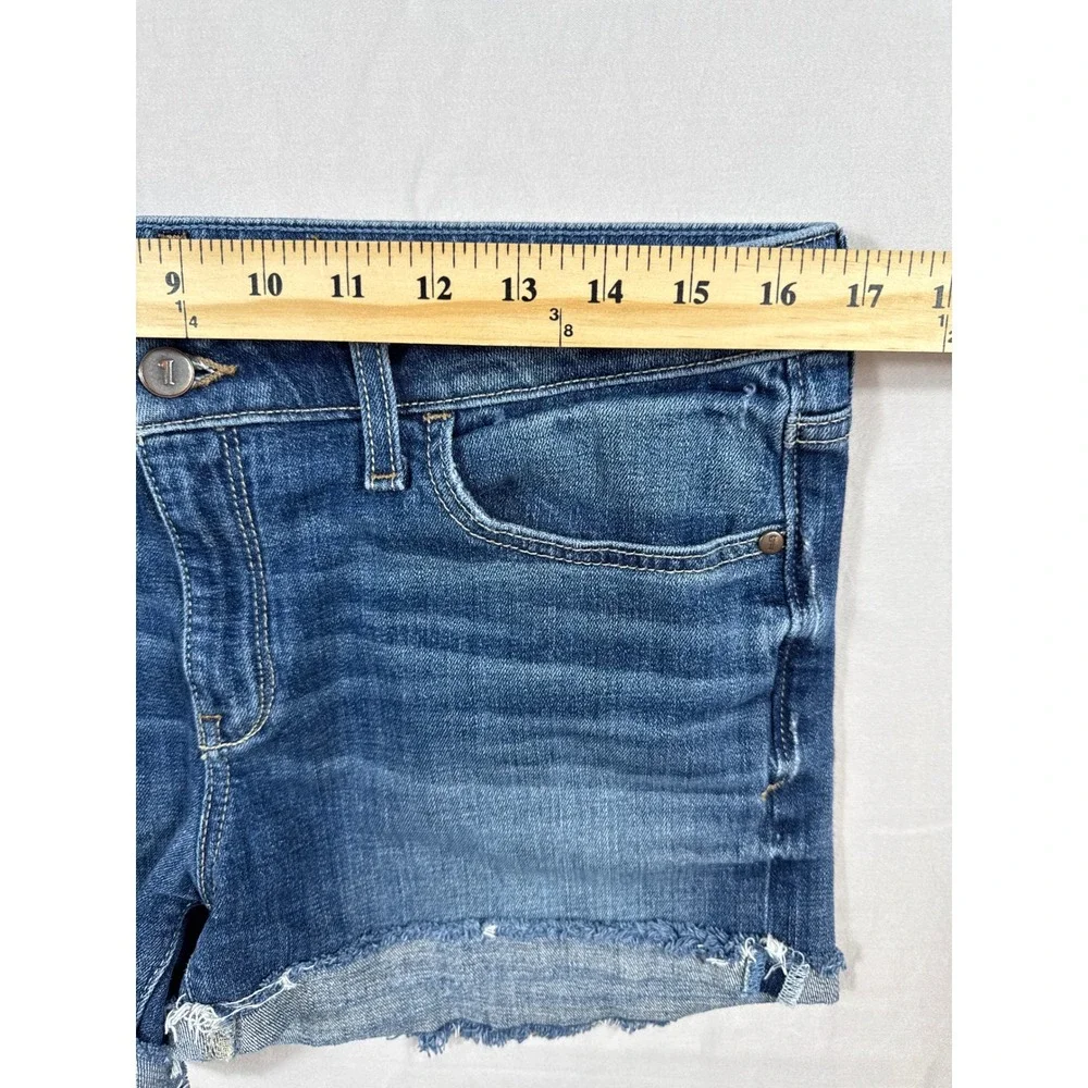 Pilcro Denim Shorts Womens 30 Blue Raw Hem Mid Rise Stretch - Picture 6 of 7